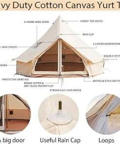 4 Seasons 100% Cotton Canvas Bell Tent with Stove Jack for Luxury Camping 2