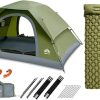 Night Cat Backpacking Tent with Double Inflatable Sleeping Pad for 2