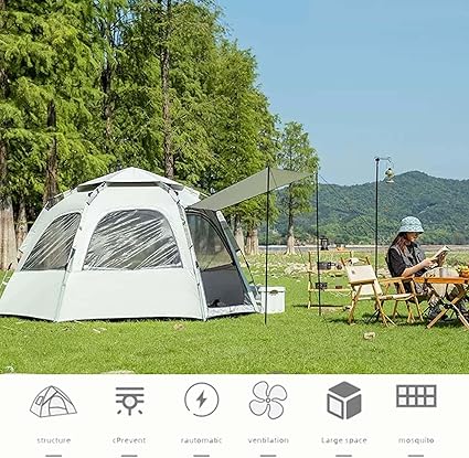 Instant Pop-Up Tent for 3-4 People Waterproof UV-Resistant Family Tent 2 Instant Pop-Up Tent for 3-4 People Waterproof UV-Resistant Family Tent - Image 2
