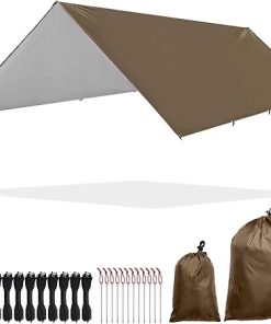 Portable Waterproof Camping Tent Tarp for Outdoor Activities Brown