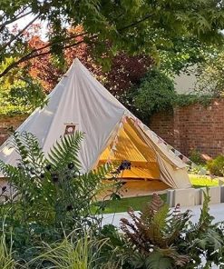 Beige Luxury 4-Season Canvas Bell Tent with Double Doors and Stove Jack 2
