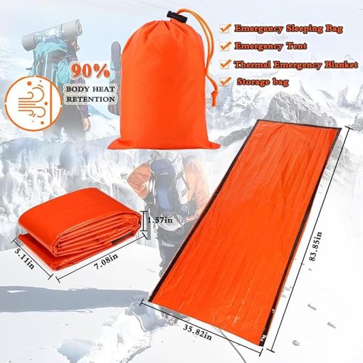 Emergency Sleeping Bag for Survival and Outdoor Use  
Portable Thermal Waterproof Bivy Sack Blanket for Camping and Hiking - Image 2
