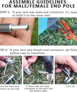 Weanas Tent Poles Replacement, Aluminum Rod Tent Pole Multifunction Lightweight Tent Pole Repair Kit, 7001 Series Aluminum Heated (16’3″(496cm) 2 Pole) 2