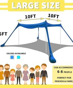 AMOSSO 10X10FT Beach Tent Sun Shelter with Aluminum Poles and Carry Bag 2
