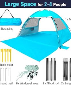 Beach Tent for 1-3 People Anti-UV Portable Shade UPF 50 Plus 2