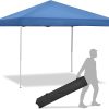 10 x 10 ” Pop Up Height Adjustable Canopy Tent Sun Protection Waterproof Instant Shelter Portable Folding Canopy with Ropes Stakes Roller Carry Bag, Blue