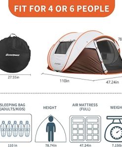 Pop-Up Camping Tent for 4-6 Persons Weatherproof Easy Setup 2