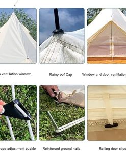 Family Camping in a Large Cozy Outdoor Waterproof Bell Tent 2