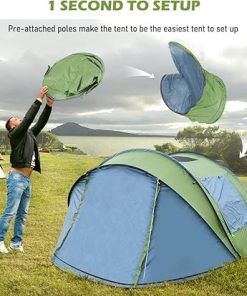 4 Person Pop Up Tent with Transparent Rainfly Easy Setup Camping Tent 2