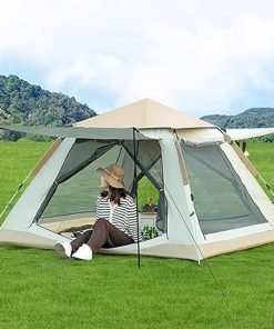 Compact 3-4 Person Waterproof Family Camping Tent with Quick Setup