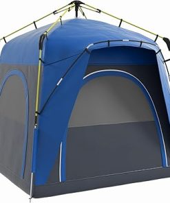 4 Person Pop Up Camping Tent Automatic Setup Family Travel Blue