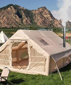 Inflatable Tents with Pump for 2-4 People and Stove Jack Hole