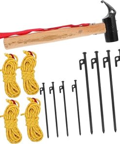 Heavy Duty Tent Stakes Set with Hammer and Camping Accessories