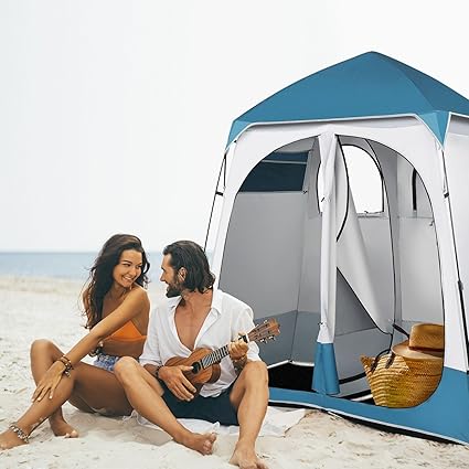 Portable Outdoor Shower Tent with Two Rooms, Easy Pop-Up Design 2 Portable Outdoor Shower Tent with Two Rooms, Easy Pop-Up Design - Image 2