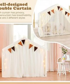 Large Play Tent for Kids with Washable Mat and Star Light Windows 2