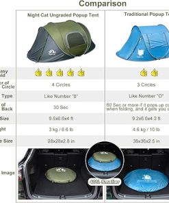 Night Cat Waterproof 2 Person Pop-up Camping Tent with Sleeping Bag 2