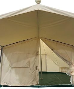 Large 19.68×13.1ft Beige Canvas Bell Tent for Glamping and Camping 2