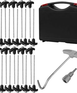 Heavy Duty 8 Inch Tent Stakes with Hex Head Driver and Pull Hook