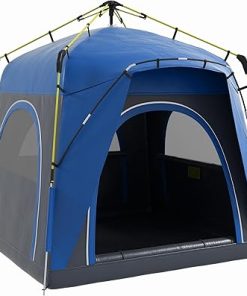 4 Person Pop Up Camping Tent Quick Setup Automatic Family Tent Blue