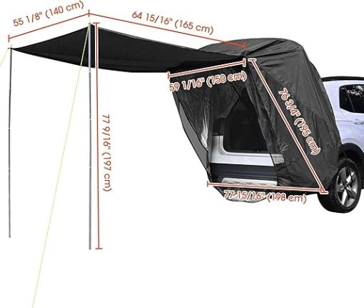 Car Tailgate Shade Awning Tent with Mesh Screen for Camping Fun - Image 2
