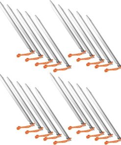 20pcs Heavy Duty V Shape Tent Stakes with Ropes for Camping 9in 2