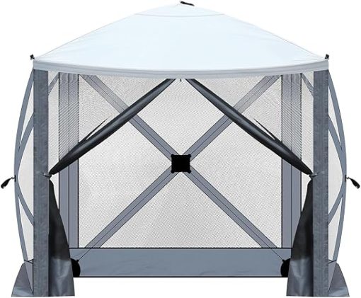 Minzan Outdoor Pop-up Camping Canopy 6.8' x 7.2' for Lawn, Patio, Camping (Dark Gray/Light Gray/Black)