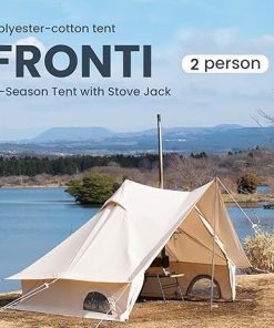 S’more Canvas Glamping Tent with Stove Jack, 4 Season Camping Tent for 2 Person, Waterproof, Windproof, and Weather Resistant Tent for Car Camping, Outdoor Camping 2