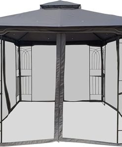 Outdoor Patio Gazebo Canopy Tent with Ventilated Roof and Mosquito Net