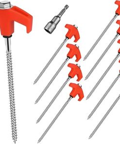 Heavy Duty Camping Tent Stakes 10 Pcs Spiral Screw Metal Pegs