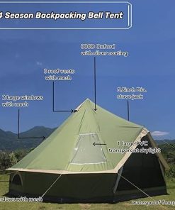 All Year Camping Bell Tent with Stove Jack 300D Waterproof Yurt Tent 2