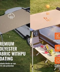 Car Side Awning 4.6’x6.6′ Rooftop Sun Shade Vehicle Awning Yard Shelter 2