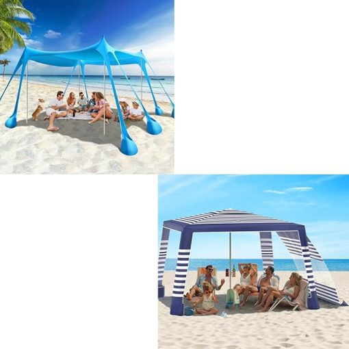 Rhino Valley 10x10FT Beach Tent and 8x8FT Beach Cabana with Holder