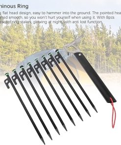 EVTSCAN 30cm Portable Camping Tent Stakes with Guy Lines Kit Khaki 2