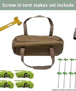 Heavy Duty Screw in Tent Stakes Set with Hex Head Driver and Hammer 2