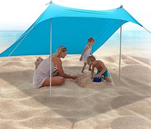7x7FT Beach Tent Canopy with UPF50 UV Protection and Accessories