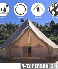 4-12 Person Waterproof Canvas Bell Tent for All Seasons Outdoor Use 2