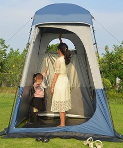 Portable Camping Toilet Tent for Privacy and Shower Protection – Blue White 2