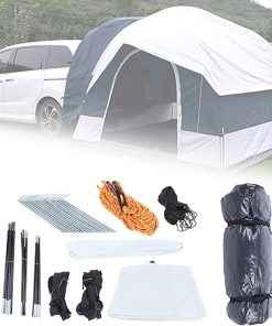 SUV Camping Tent with Rear Awning Rainproof Canopy for BBQ 2