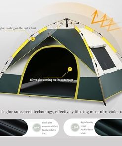 Quick-Opening Waterproof Camping Tent for 4 with Double Doors and Windows 2