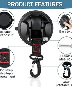 Vashly 6pc Heavy Duty Suction Cup Hooks for Shower, Car, Boat, Camping 2