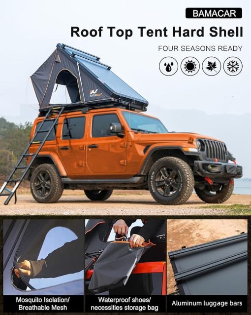 Naturnest Hard Shell Rooftop Tent with Luggage Pole for Camping - Image 2