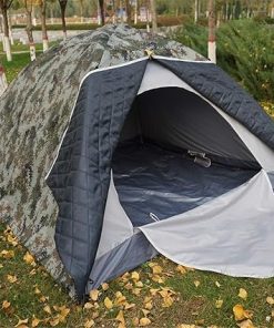 Winter 3-4 Person Ice Fishing Tent, Waterproof & Insulated Camouflage Outdoor Shelter, Portable Double-Thick Oxford Fabric Tent for Cold Weather Camping & Hunting