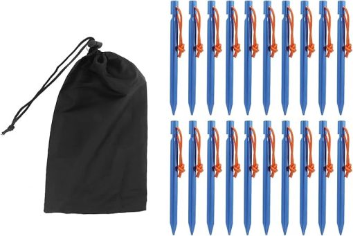 Heavy Duty V Shape Tent Stakes with Ropes for Outdoor Camping