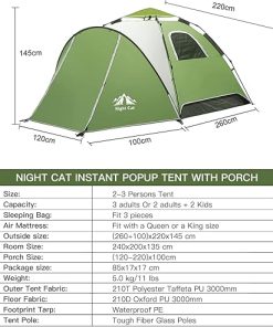 Night Cat Pop Up Tent with Self-Inflating Pad and Waterproof Rainfly 2