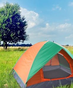 Double Door Camping Dome Tent for 2 People in Orange and Green