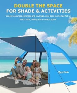Gorich Beach Tent Canopy for 3-6 People with UV Protection Sandproof Blanket 2