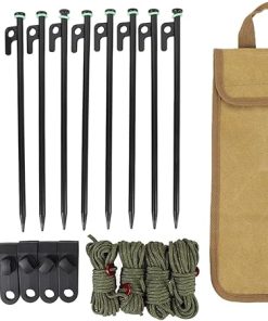 Heavy Duty Tent Stakes and Hammer Set for Outdoor Camping Use