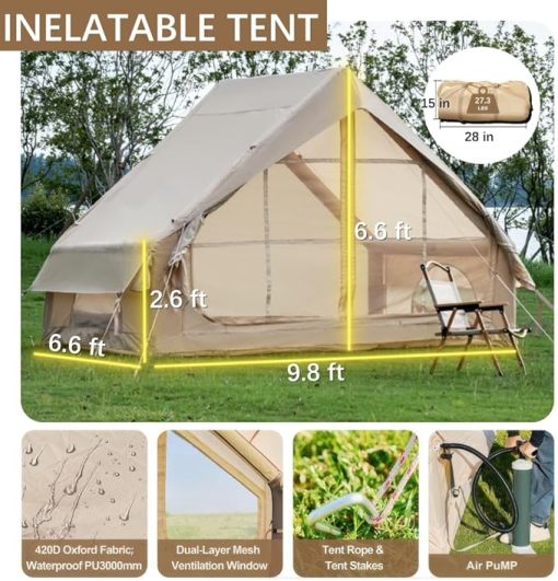 Inflatable Camping Tent for 4-6 People Waterproof Easy Setup - Image 2