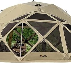 8-Sided Gazebo Screen Tent with Rain-Proof Cover for 10-12 People