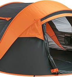 Spacious Pop-Up Camping Tent for 5 to 8 People in Black and Orange